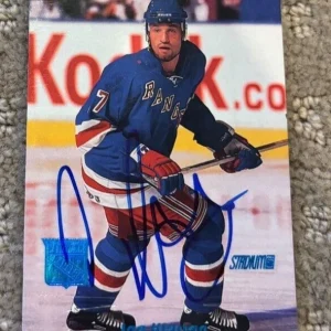 1999-00 Stadium Club Rangers Hockey Card #193 Jan Hlavac signed autographed
