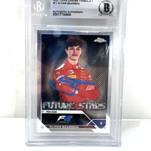 OLIVER BEARMAN SIGNED 2023 TOPPS RC ROOKIE CARD CHROME F1 FORMULA 1 BECKETT