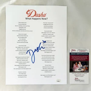 Dasha Signed Lyric Sheet JSA COA