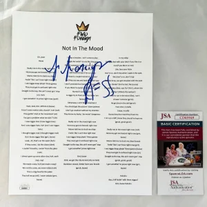 Fivio Foreign Signed Lyric Sheet JSA COA