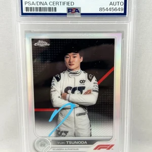 Yuki Tsunoda Signed Card 2022 Topps Chrome Refractor Formula 1 #61 PSA/DNA COA