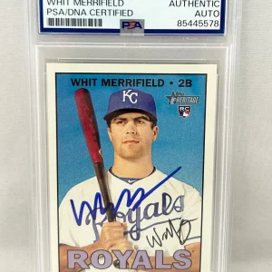 Whit Merrifield Signed Rookie Card 2016 Topps Heritage #683 PSA/DNA COA