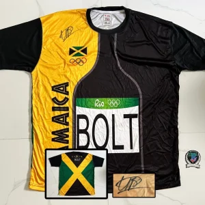 Usain Bolt Signed Jersey 2016 Rio Olympics Fastest Man Alive Beckett BAS COA