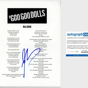 JOHNNY RZEZNIK SIGNED GOO GOO DOLLS SLIDE LYRIC SHEET w/PROOF & AUTOGRAPH COA