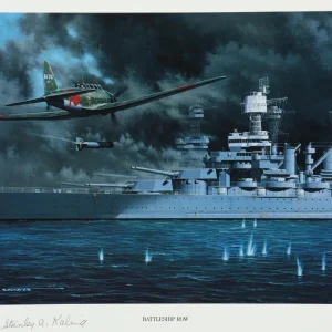 STANLEY KALINA HAND SIGNED BATTLESHIP ROW PRINT STAN STOKES PEARL HARBOR 12/7/41