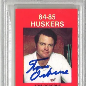 TOM OSBORNE SIGNED 1984-85 COCA COLA LINCOLN POLICE CARD PSA DNA CORNHUSKERS