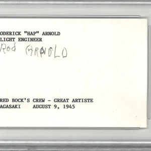 ROD ARNOLD SIGNED INDEX CARD PSA DNA 83952658 (D) BOCKSCAR CREW 8/9/45
