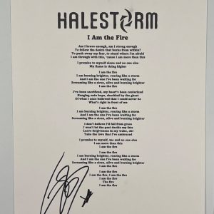 Hailstorm Lzzy Hale JSA Autograph Signed Music Lyric Sheet I Am The Fire