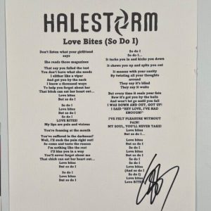 Hailstorm Lzzy Hale JSA Autograph Signed Music Lyric Sheet Love Bits
