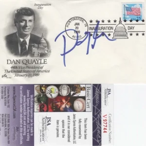 Dan Quayle Signed First Day Cover w/ JSA COA #V97744 George Bush FDC