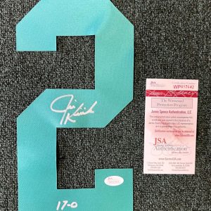 JIM KIICK MIAMI DOLPHINS 17-0 SIGNED AUTOGRAPHED #2 JERSEY NUMBER JSA COA *
