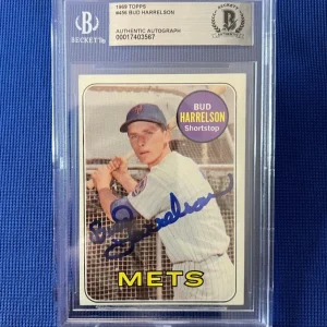 1969 TOPPS BUD HARRELSON NEW YORK METS SIGNED AUTOGRAPHED CARD #456 BECKETT