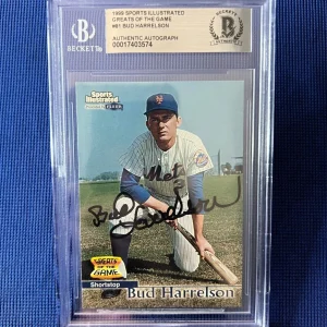 1999 SI GREATS OF THE GAME BUD HARRELSON METS SIGNED AUTOGRAPH #81 BECKETT *