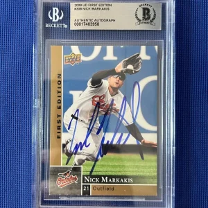 2009 UD FIRST EDITION NICK MARKAKIS ORIOLES SIGNED AUTOGRAPHED #308 CARD BECKETT