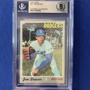 1970 TOPPS JIM BREWER LOS ANGELES DODGERS SIGNED AUTOGRAPHED #571 CARD BECKETT