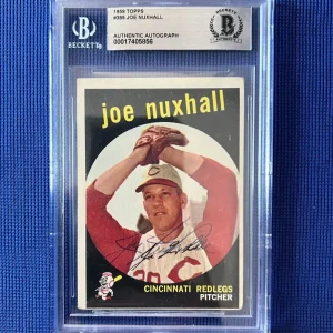 1959 TOPPS JOE NUXHALL CINCINNATI REDS SIGNED AUTOGRAPHED #389 CARD BECKETT