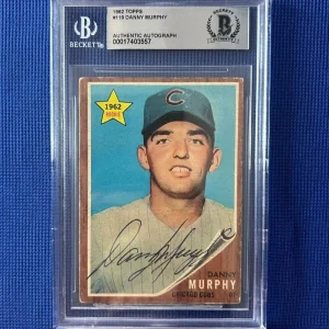 1962 TOPPS DANNY MURPHY CUBS RC ROOKIE SIGNED AUTOGRAPHED CARD #119 BECKETT *