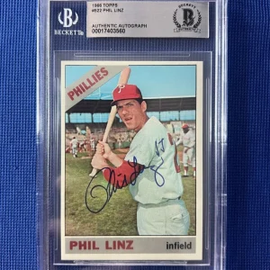 1966 TOPPS PHIL LINZ PHILADELPHIA PHILLIES SIGNED AUTOGRAPHED CARD #522 BECKETT