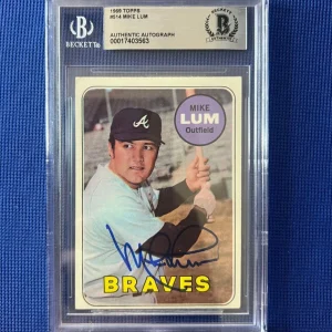 1969 TOPPS MIKE LUM ATLANTA BRAVES SIGNED AUTOGRAPHED CARD #514 BECKETT