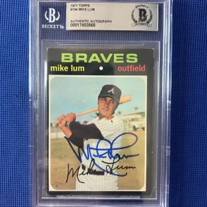 1971 TOPPS MIKE LUM ATLANTA BRAVES SIGNED AUTOGRAPHED CARD #194 BECKETT