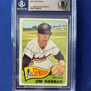 1965 TOPPS JIM HANNAN WASHINGTON SENATORS SIGNED AUTOGRAPHED #394 BECKETT