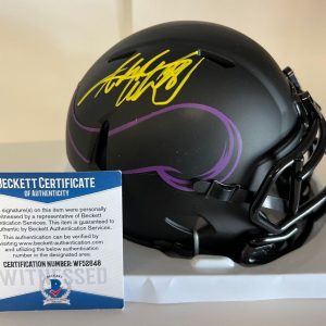 ADRIAN PETERSON MINNESOTA VIKINGS SIGNED AUTOGRAPHED ECLIPSE MINI HELMET BECKETT