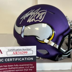 ADRIAN PETERSON MINNESOTA VIKINGS SIGNED AUTOGRAPHED SPEED MINI HELMET BECKETT