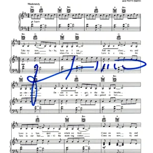 Patti Smith Signed Autograph Because The Night Sheet Music Bruce Springsteen COA