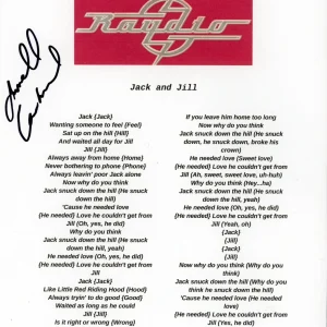 ARNELL CARMICHAEL RAYDIO SIGNED AUTOGRAPH LYRIC SHEET ACOA PRINT JACK & JILL