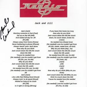 ARNELL CARMICHAEL RAYDIO SIGNED AUTOGRAPH LYRIC SHEET ACOA PRINT JACK & JILL