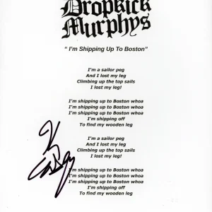 KEN CASEY DROPKICK MURPHYS SIGNED AUTOGRAPH LYRIC SHEET ACOA SHIPPING UP BOSTON