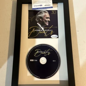 ANDREA BOCELLI SIGNED AUTOGRAPH FRAMED CD DISPLAY ACOA DUETS ALBUM