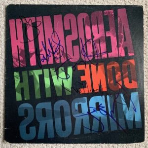AEROSMITH HAND SIGNED DONE WITH MIRRORS ALBUM LP ALL 5 SIGNED JSA LETTER