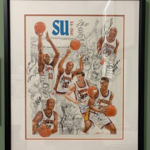 1992-93 SYRACUSE BASKETBALL SIGNED+FRAMED TEAM ORIGINAL COLOR ARTWORK RARE
