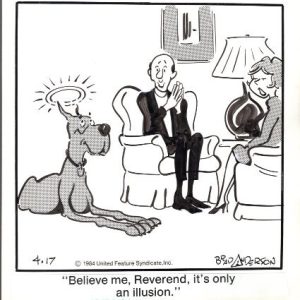 MARMADUKE ORIGINAL PEN+INK CARTOON ARK DAILY 1984 BRAD ANDERSON REVEREND HALO