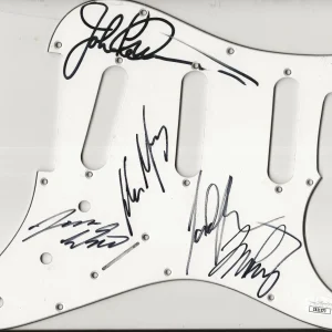 Dream Theater band REAL hand SIGNED Guitar Pickguard JSA COA Autographed all 5