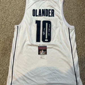UCONN HUSKIES- TYLER OLANDER SIGNED AUTOGRAPH JERSEY JSA COA 2011 CHAMPS FINAL 4