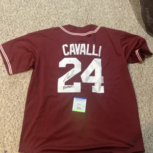 OKLAHOMA SOONERS- CADE CAVALLI SIGNED AUTOGRAPH JERSEY PSA COA MLB PROSPECT NATS