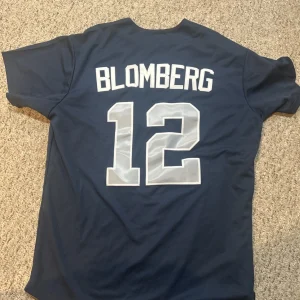 NEW YORK YANKEES- RON BLOMBERG SIZE LARGE L JERSEY BLUE #12