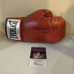 MICHAEL SPINKS JINX SIGNED AUTOGRAPH EVERLAST BOXING GLOVE JSA COA BOXER HOF