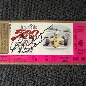 1989 Indy 500 Rick Mears Signed Ticket Stub (1988 Indy Race Winner) Auto