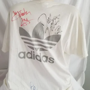 RUN-DMC hand SIGNED XL Adidas Crown Royal T-Shirt JSA LOA RUN DMC Jam Master Jay