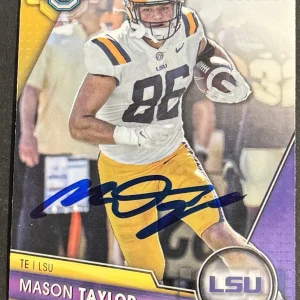 Mason Taylor Signed LSU Tigers 2023 Bowman Chrome U Rookie Card BAS Beckett