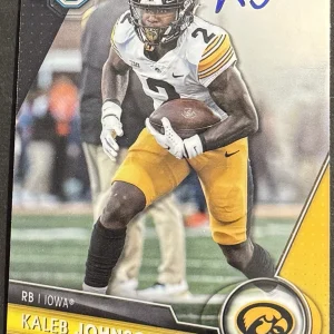 Kaleb Johnson Signed Iowa Hawkeyes 2023 Bowman Chrome U Rookie Card BAS Beckett