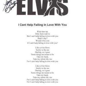James Burton Signed Elvis I Can't Help Falling in Love With You Lyric Sheet BAS