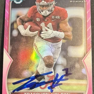 Traeshon Holden Signed Alabama 2022 Bowman Chrome U Rookie Card BAS Beckett