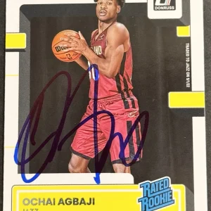 Ochai Agbaji Signed 2022-23 Donruss Optic Rookie Card Utah Jazz BAS Beckett COA