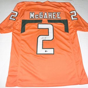 Willis McGahee Miami Hurricanes signed Orange Custom jersey Beckett Witnessed