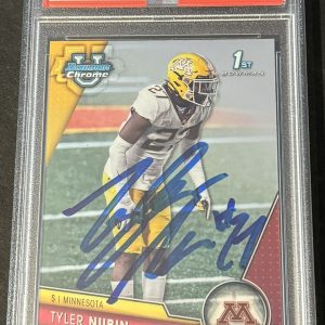 Tyler Nubin Signed 2023 Bowman Chrome U Rookie Card Minnesota Gophers PSA/DNA