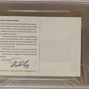 STEPHEN KING HAND SIGNED 4x6 POSTCARD PHOTO DARK TOWER RARE PSA SLABBED